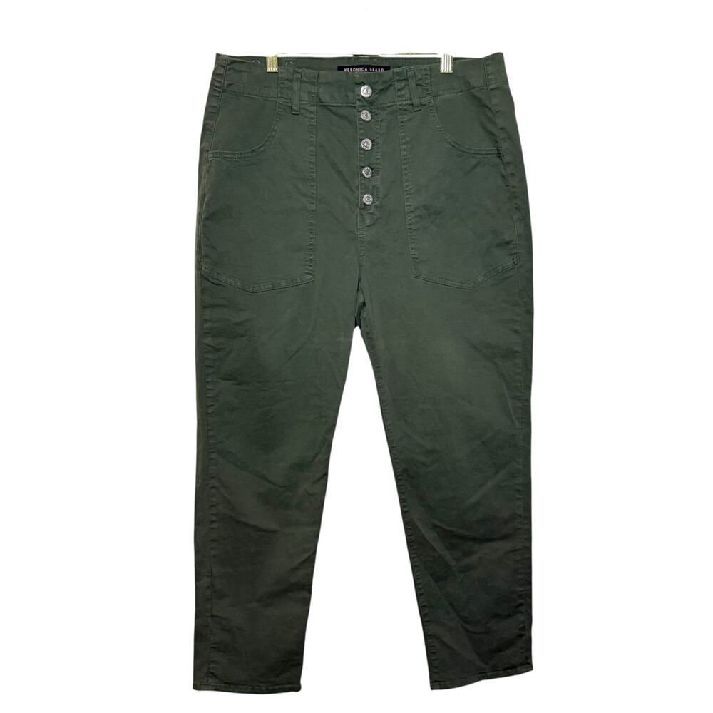 Veronica Beard‎ Ayra Straight Leg Cargo Jeans Women 32/14 Army Green NWT